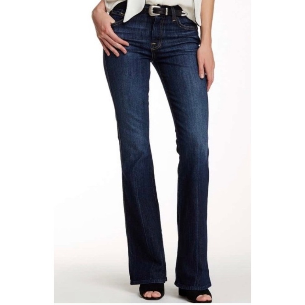 7 For All Mankind Bootcut Flare Jeans Womens 27 Dark Wash Indigo Stretch Denim